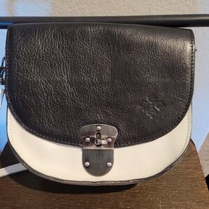 Patricia Nash Black and White Leather Crossbody Bag